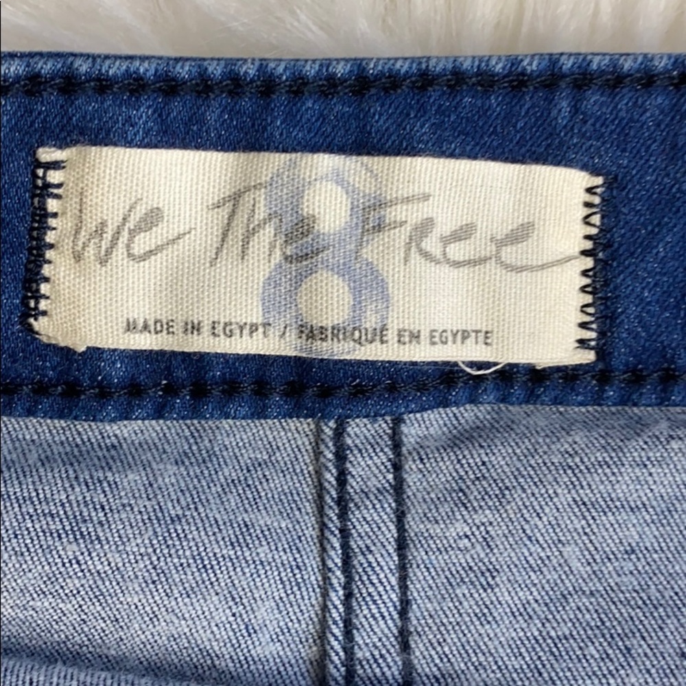 Free People Notched Denim Mini Skirt #39N - Picture 7 of 8